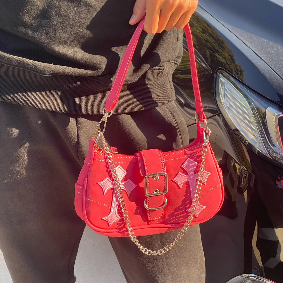 

Y2K, новинка, популярные и милые модные сумки на плечо в готическом стиле 2000-х годов, кошелек, женские сумки под подмышки