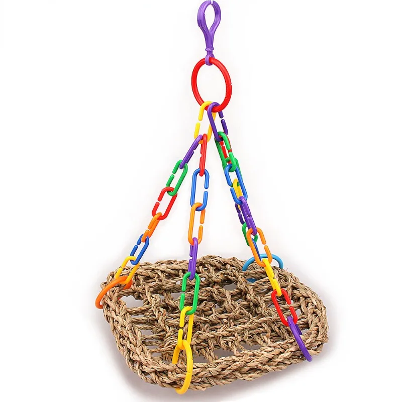 

Bird Swing Chewing Toys Parrot Hammock Bell Toys Parrot Cage צעצועים Bird Perch with Wood Beads Hanging for Small Parakeets