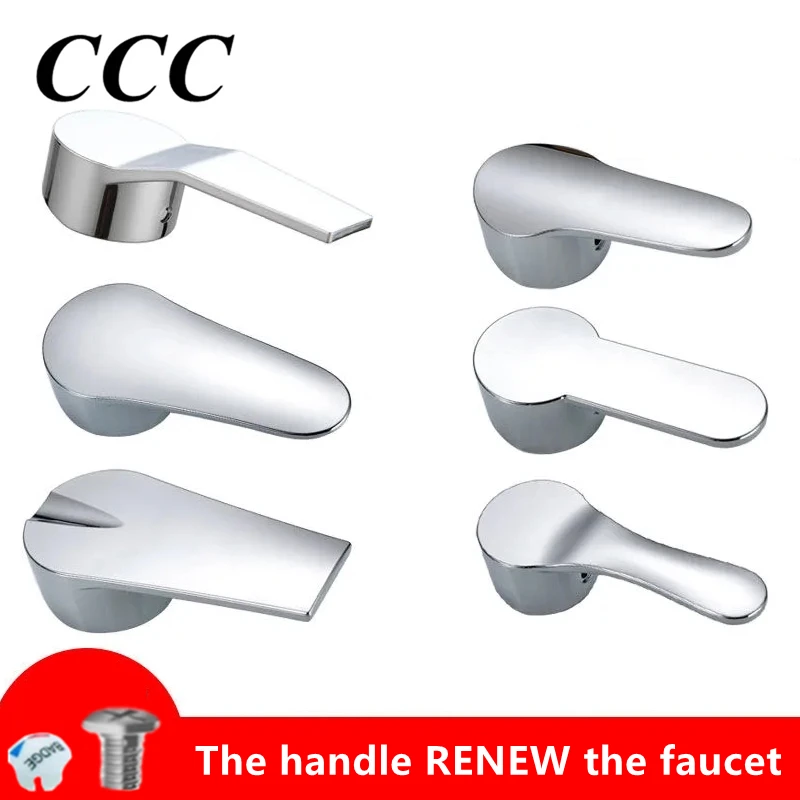 

CCC Bathroom Replacement Faucet Handle Chrome Plated Tap Accessories for 35mm/40mm Faucet Single Metal Lever Handle Repair Parts