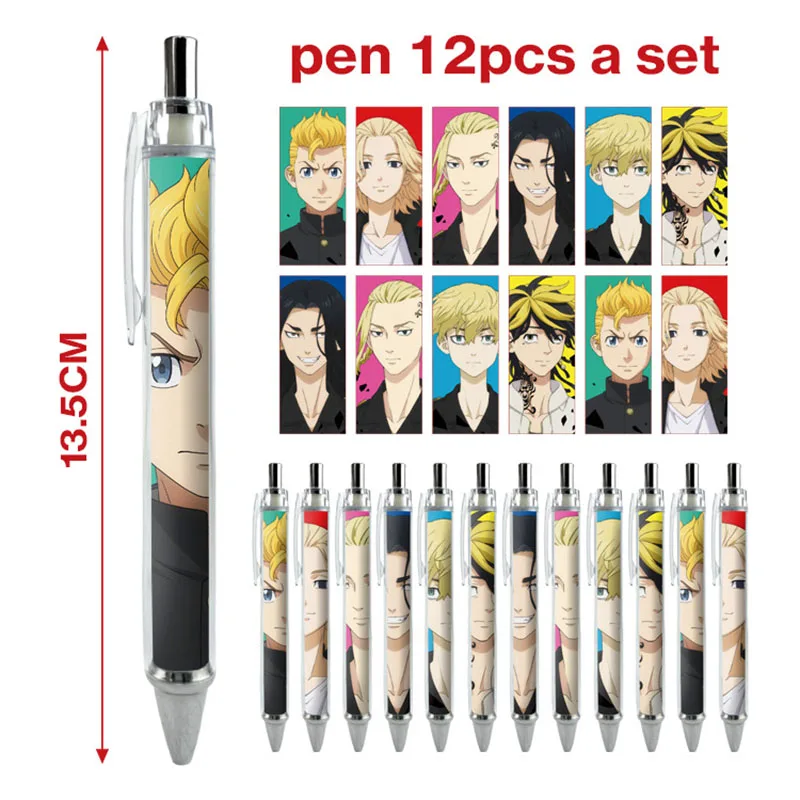 

12-Piece Cartoon Comic Characters Black Refill Neutral Pen Cartoon Students Stationery Write-Pen School Signature Pen Ball-Point
