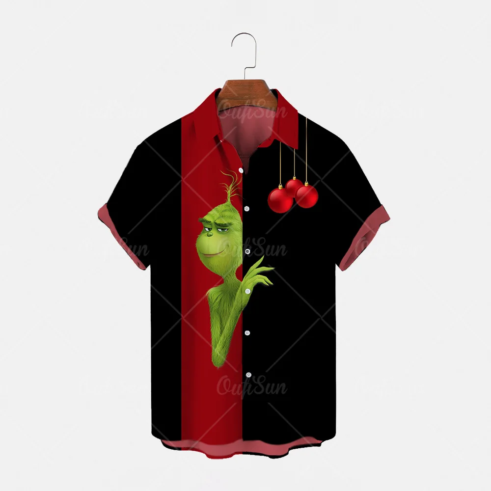 

Hawaiian Men's Shirt, Strange Green Short Sleeved Shirt, 3D Printed Short Sleeved Shirt, Lapel, Single Button Shirt, 2022