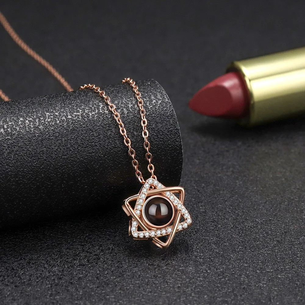 Ожерелье С Проекцией Любви Я Люблю Тебя В 100-м Языках Кулон Гексаграммой Медный