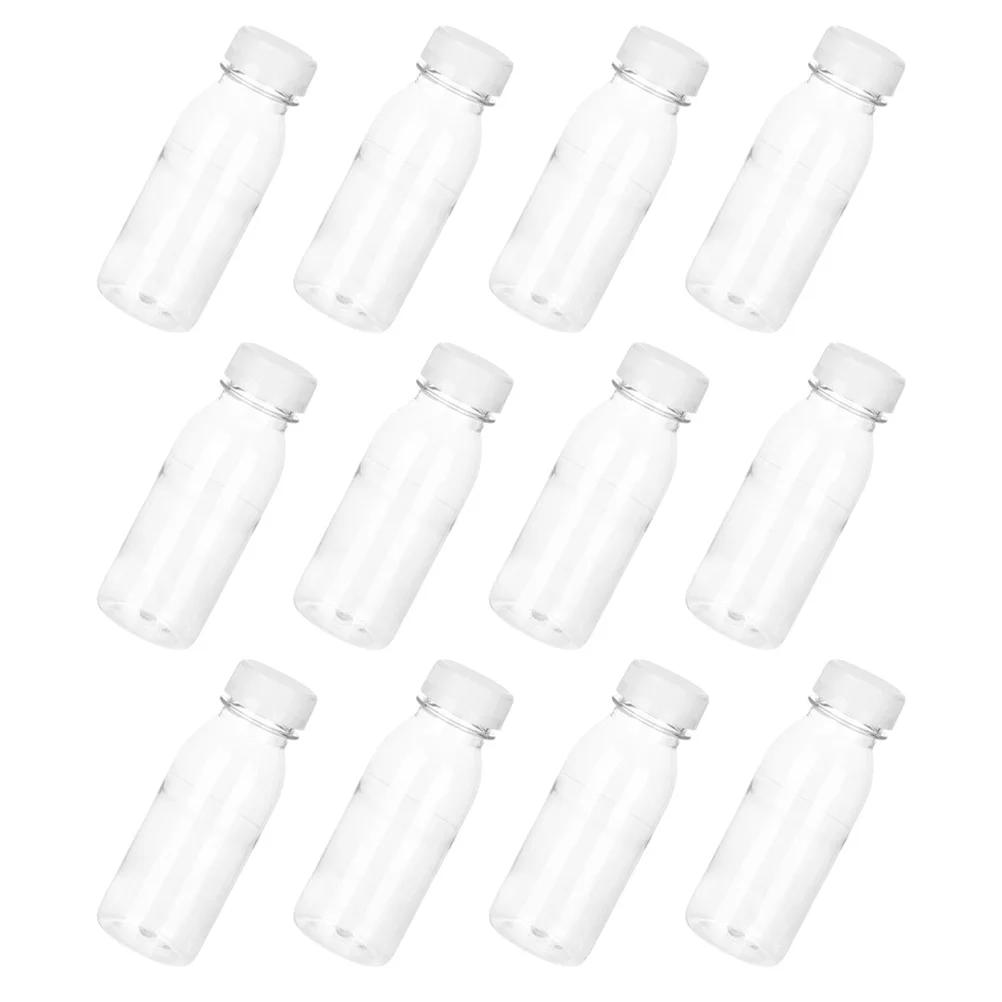 

12 Pcs Drink Bottle Juice Packing Container Plastic Beverage Clear Glass Water Bottles Portable Carafe Lids Sub Thicken Empty