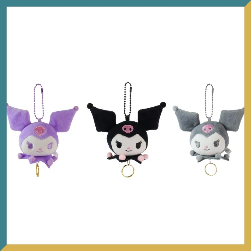 

Animation Peripherals Sanrio Little Devil Kuromi Head Type Telescopic Buckle Cute Drawstring Doll Pendant Ornaments Toys Gifts