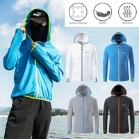 summer upf 50 men%e2%80%99s long sleeve fishing shirt uv neck gaiter hoodie keep head face warm outdoor hiking running sports clothing