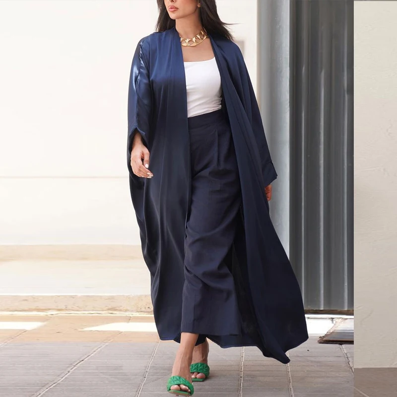 Открытый стиль Рамадан Кафтан Абая для женщин Свободный крой Мусульманское