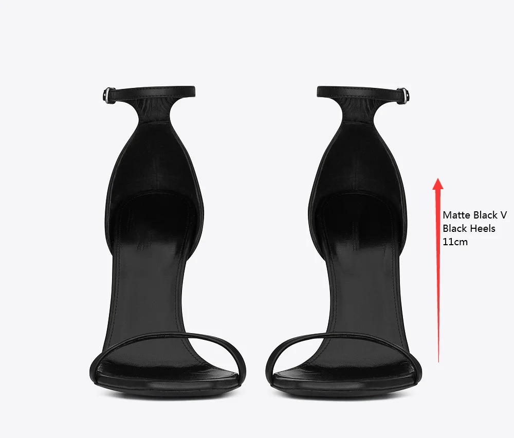 Strange Sandals Famous Size 43 Fashion Women Black Red Genuine Leather Top Quality 110mm Gold Heels