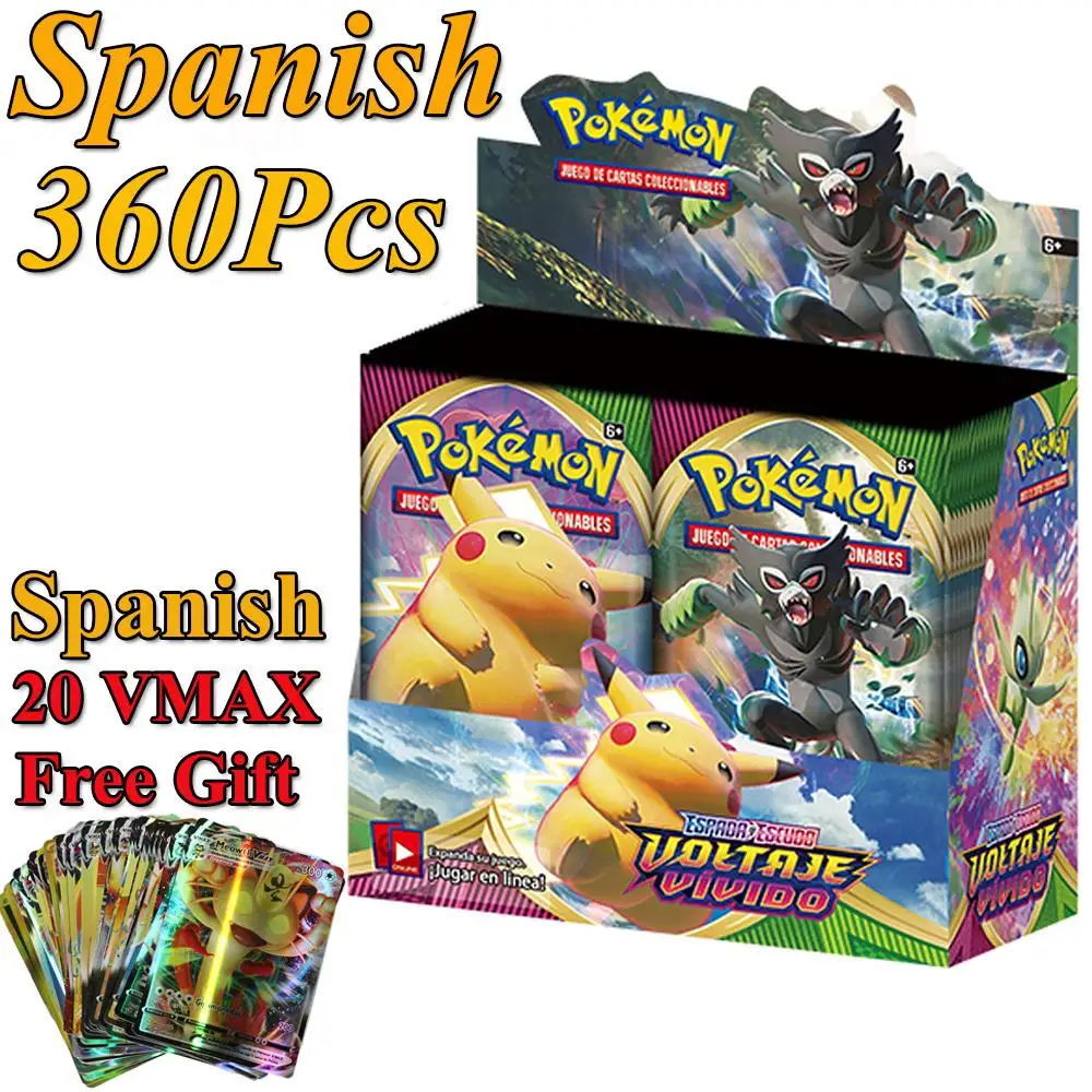 

360 + 20 шт. карт Pokemon Espaol карты Pokemon TCG: сияющие звезды Booster Box торговая карта игра коллекционные игрушки подарки для детей