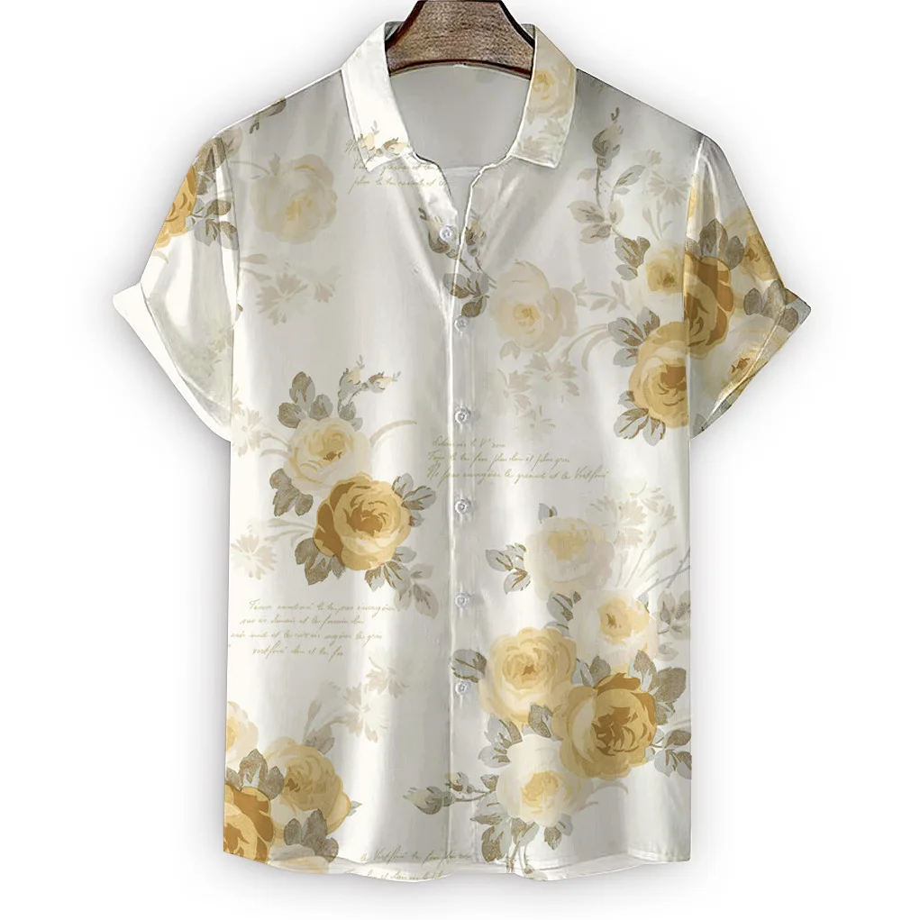 Men's Casual Summer Shirt 3D Printed Pattern Short Sleeved Fashionable Lapel Single Breasted Clothes Fun Cool Men's Street Cloth