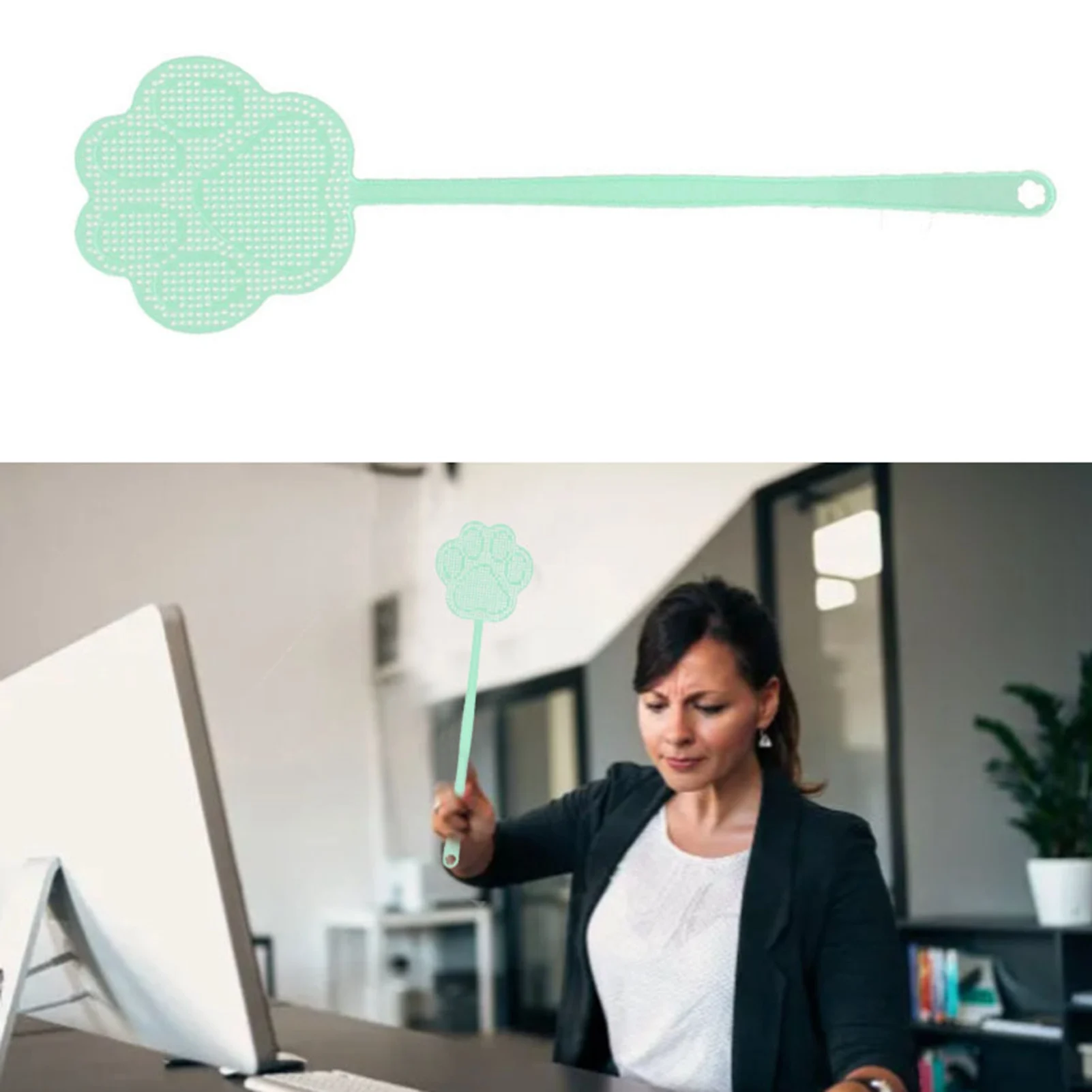 Удлиненная утолщенная ручная мухобойка, милый медвежонок в форме лапы ...