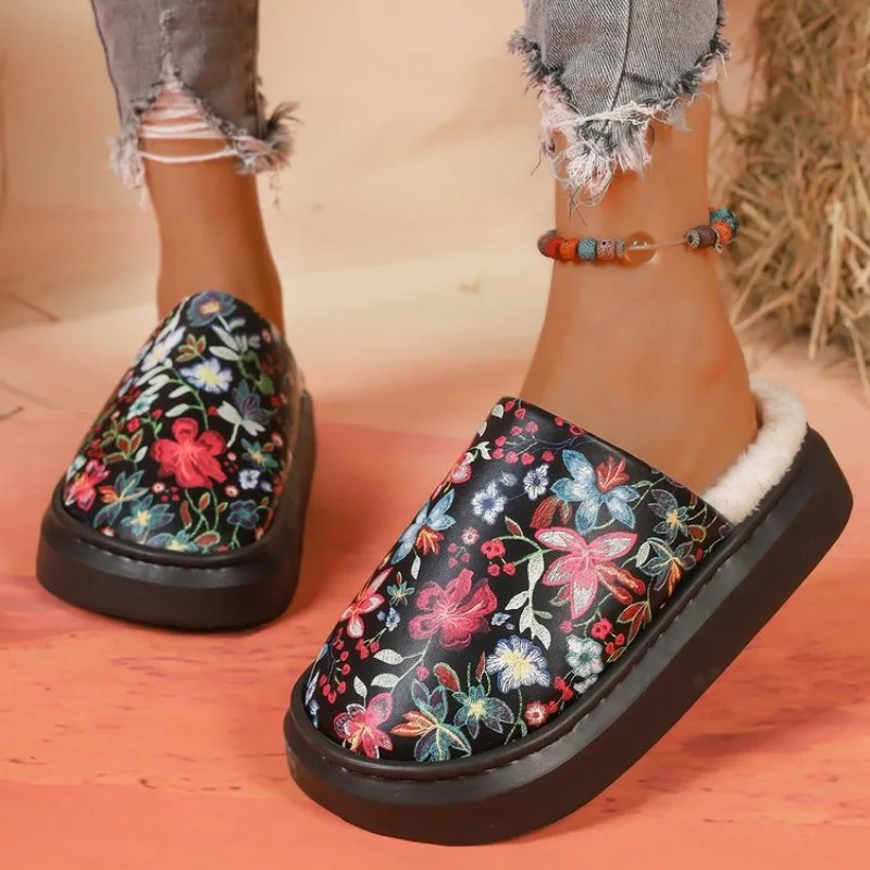Женские модные тапочки на платформе Новинка осени туфли толстой плоской подошве