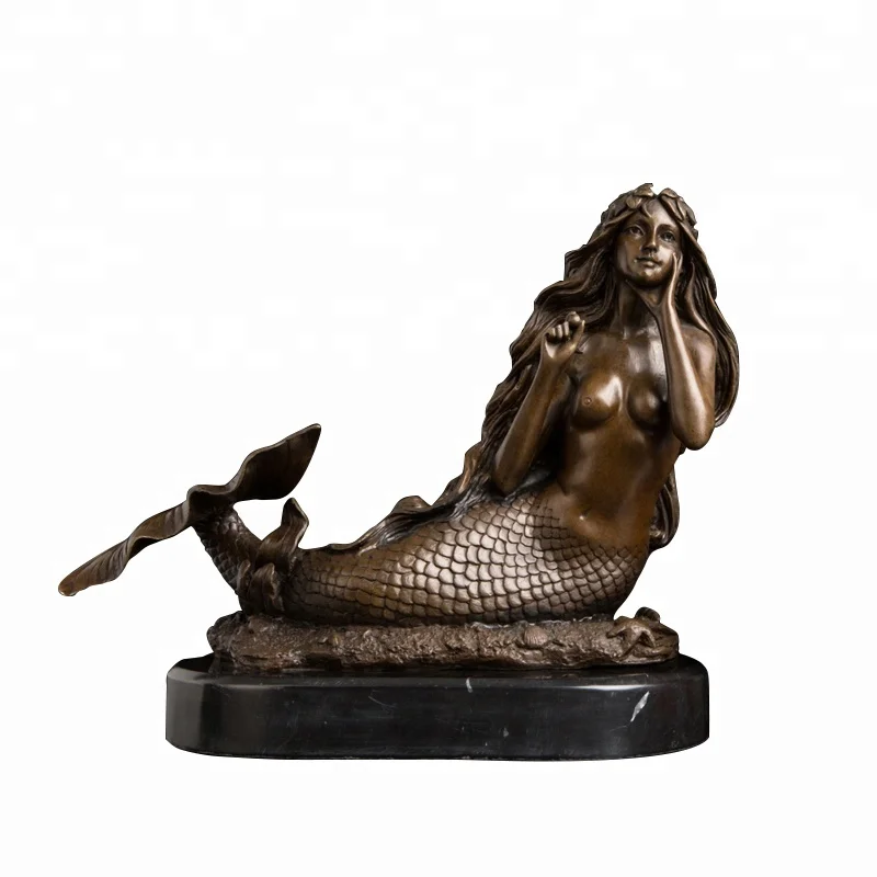 

Table decoration antique small size bronze nude mermaid metal sculptures