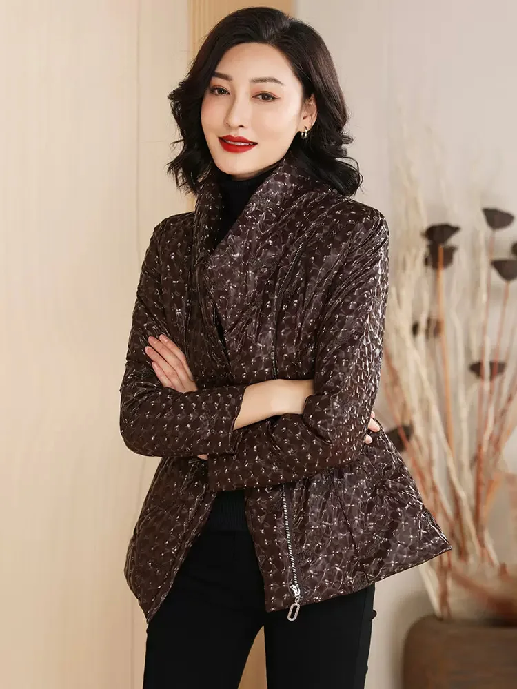 New Women Winter Down Jacket Fashion Elegant Stand Collar Lightweight Short White Duck Down Coat Slim Warm Outerwear Female