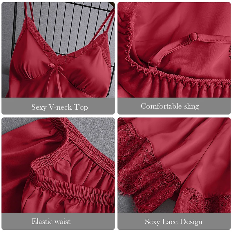 Пикантная Пижама для женщин лето 2022 шелковая атласная ночная рубашка Женский