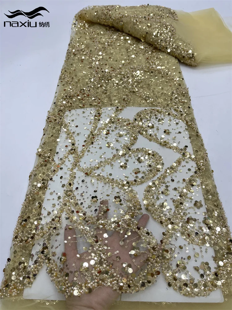 Африканская кружевная ткань Madison французская сетчатая с блестками 2024