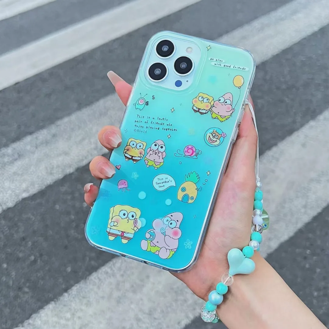 

Spongebobs Patricks Stars underwater animals cute cartoon with bracelet Phone Cases For iPhone 14 13 12 11 Pro Max Back Cover