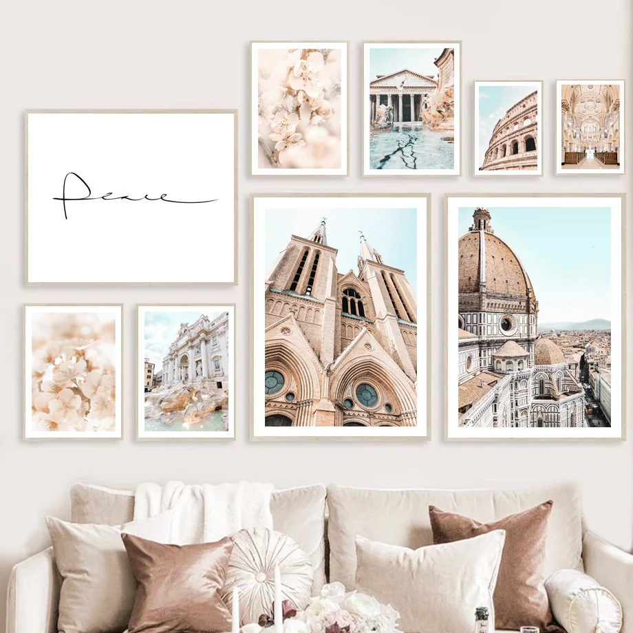 

Pantheon Basilica Di Santa Maria Del Fiore Colosseu Rome Trevi Fountain Italy Art Canvas Posters Prints Wall Pictures Home Decor