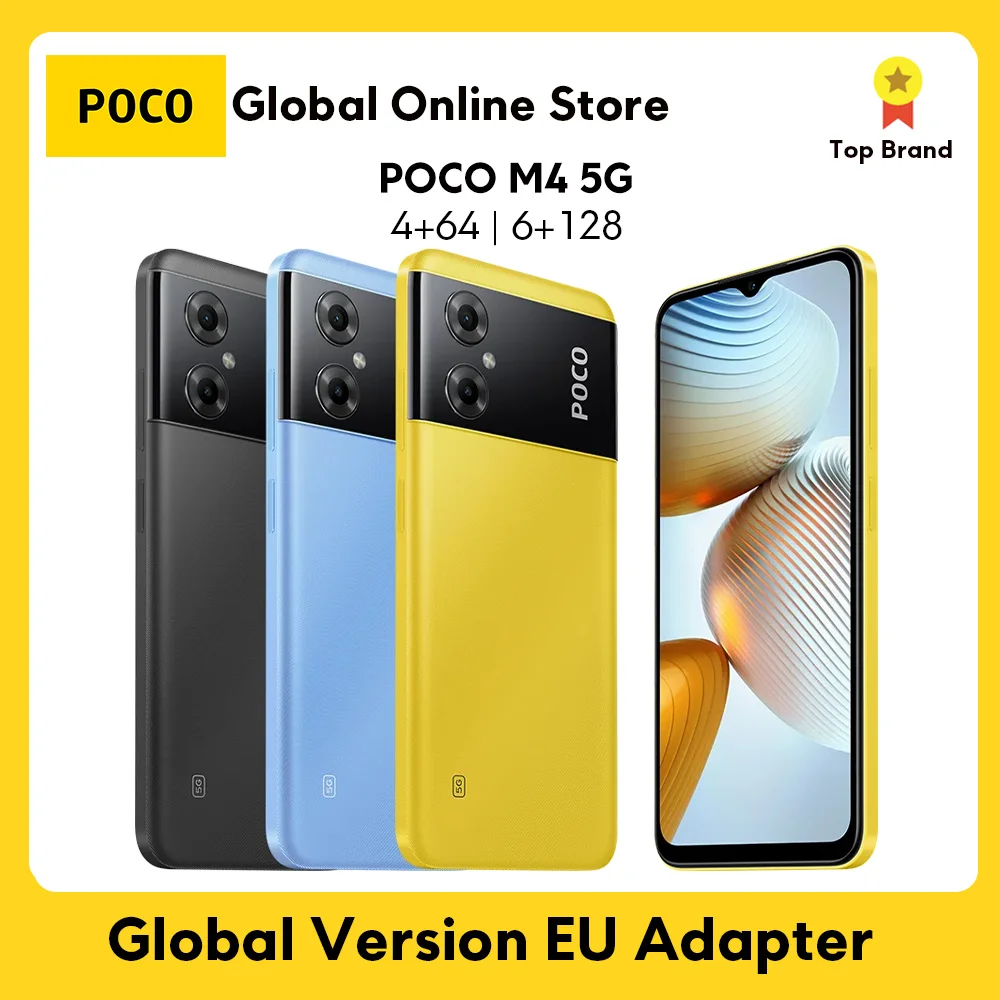 

NEW Global Version POCO M4 5G Smartphone NFC 4GB 64GB/6GB 128GB Dimensity 700 Octa Core 90Hz 6.58" DotDrop Display 18W 5000mAh