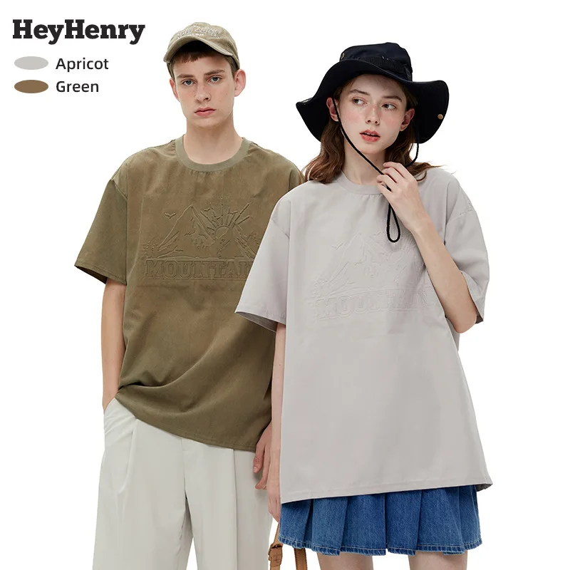 

National Fashion Embossed Printed T-shirt Mens High Street Couples Wear Summer Design Feeling Versatile Simple Short Sleeved