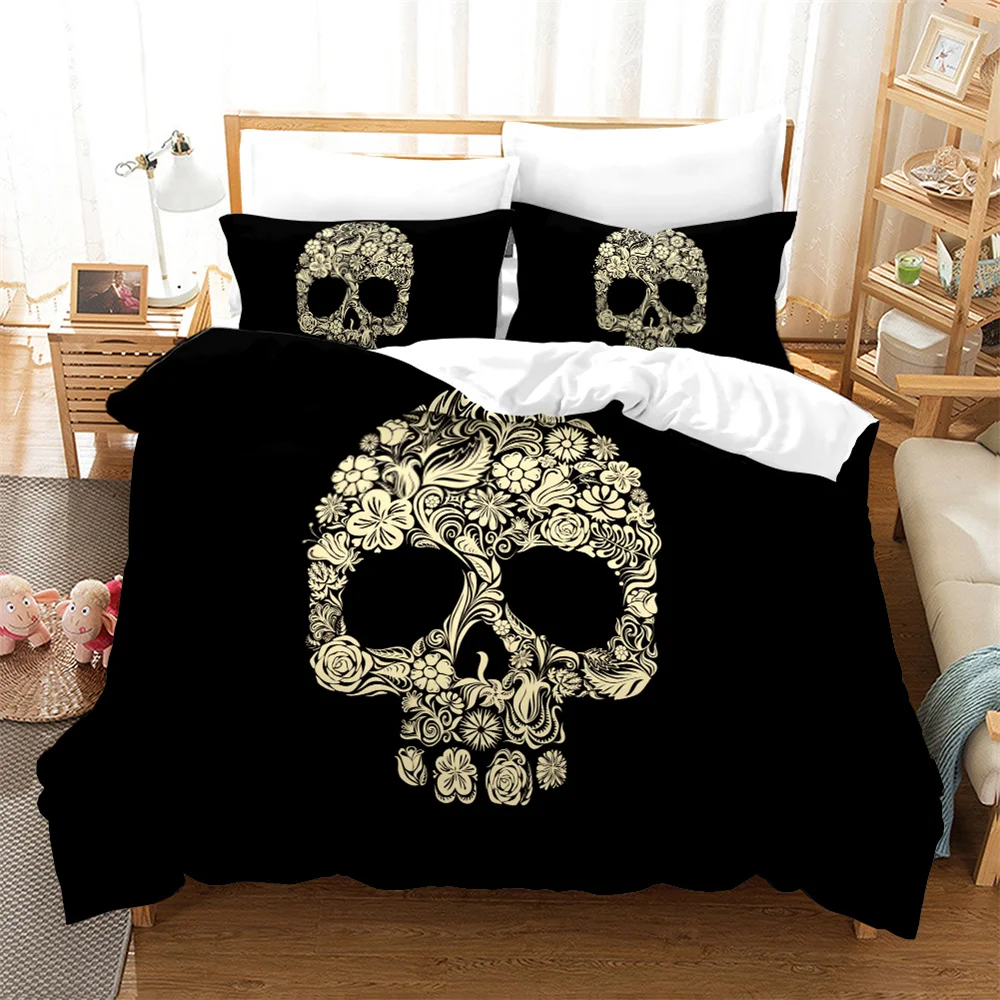 

Bedding Set for 3 4 Pieces Skeleton Death Bedspread Sheet Pillow Case Bold Color Duvet Cover Set X