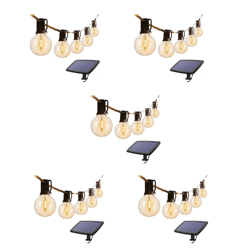 

5X G40 Solar Powered 18Ft Outdoor Patio Globe String Lights Bistro Yard Decoration 50 Bulbs