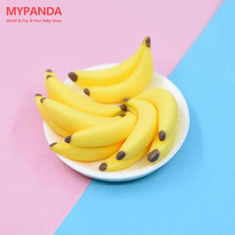 

10Pcs Resin Artificial Fake Miniature Food Fruit Banana Play DollHouse Toy Decorative Craft Kawaii DIY Embellishment Accessories