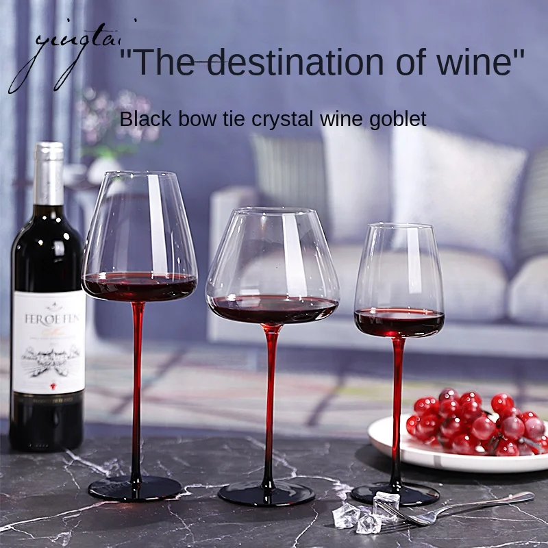 

Black and Red Collar Burgundy Red Wine Belly Belly Light Luxury Wine Crystal Glass Crystal Glass Black Base Gift Box Giger Cup