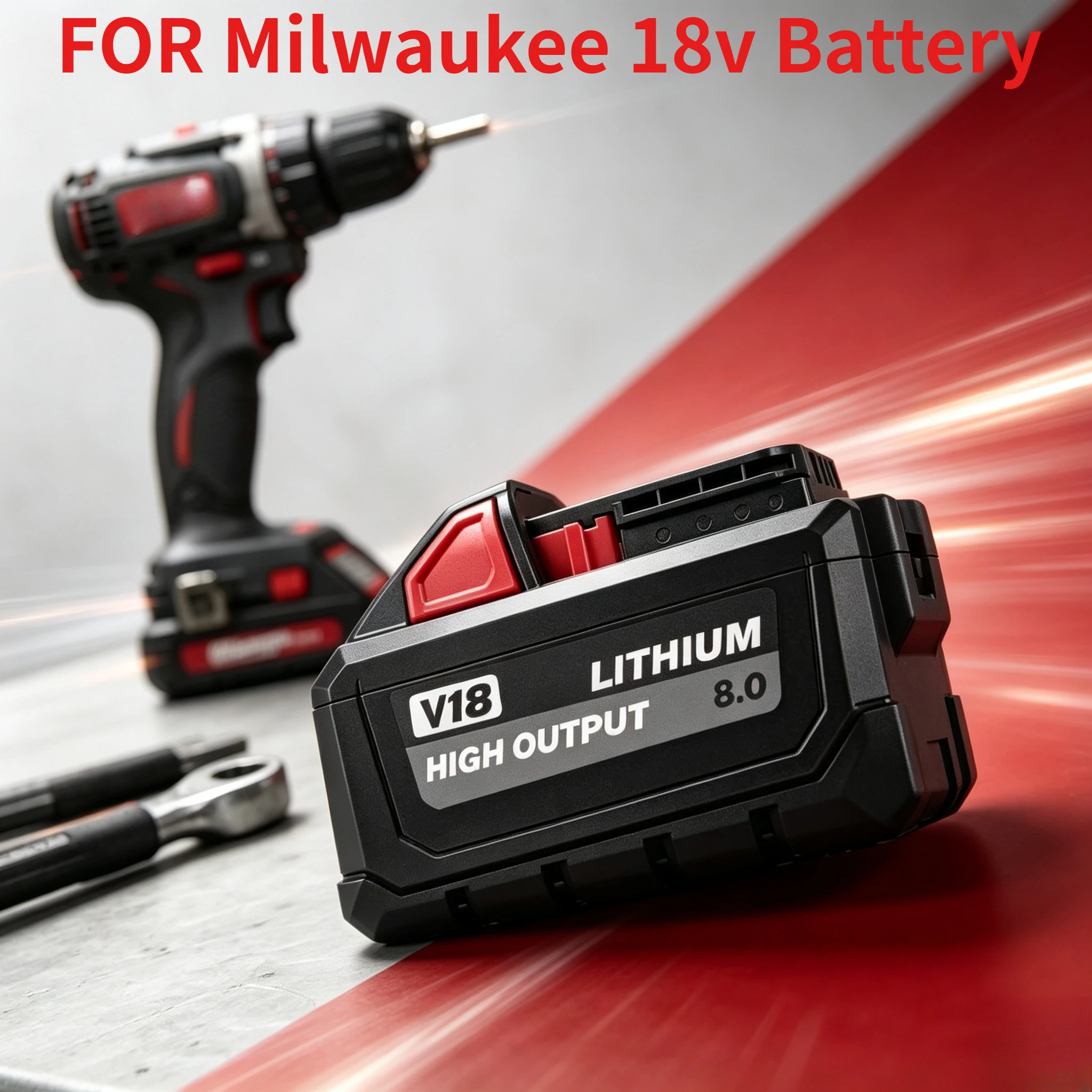 Фото Замена литий-ионного аккумулятора высокой емкости 8000 мАч для Milwaukee M18 18V, перезаряжаемый аккумуляторный блок для серии беспроводных электроинструментов M18. №1