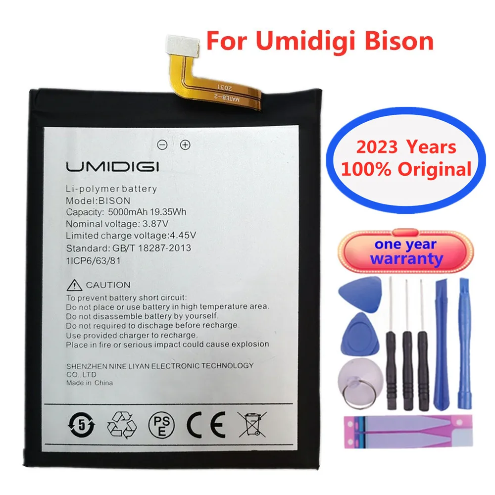 2023 оригинальный аккумулятор Bison для UMI Umidigi Bison, батарея для сотового телефона 5000 мАч, запасные части, аксессуары для телефона, аккумулятор + инструмент