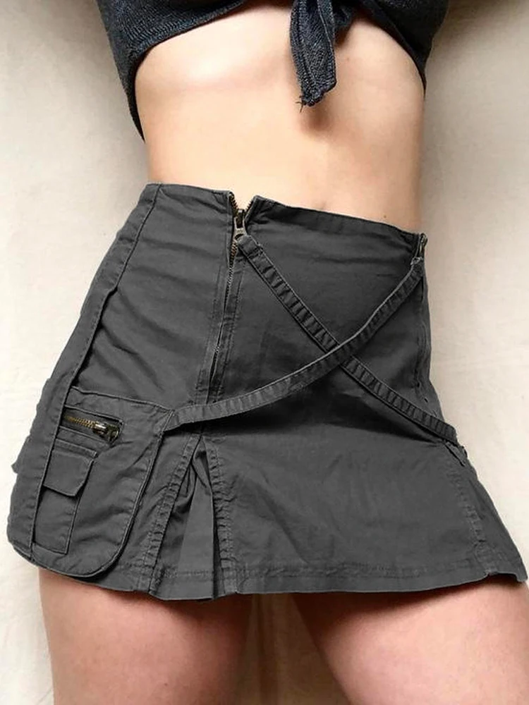 

Y2K Vintage Mini Cargos Skirts Harajuku Summer Aesthetic Pockets Denim Skirt Fashion Casual Chic A-line Clothes