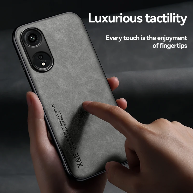 Кожаный чехол для Oppo Reno8 T с текстурой овчины задняя крышка мягкая рамка