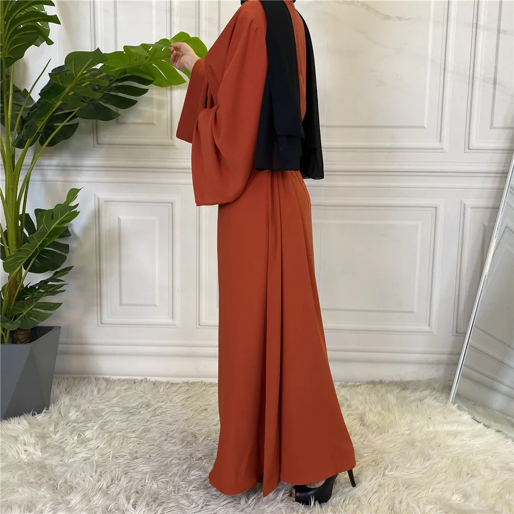 Casual Womenswear Long Dress Hot Selling Clear Color Large Lace Up Muslim Dress Abaya Abendkleider Elegant F ü R Hochzeit