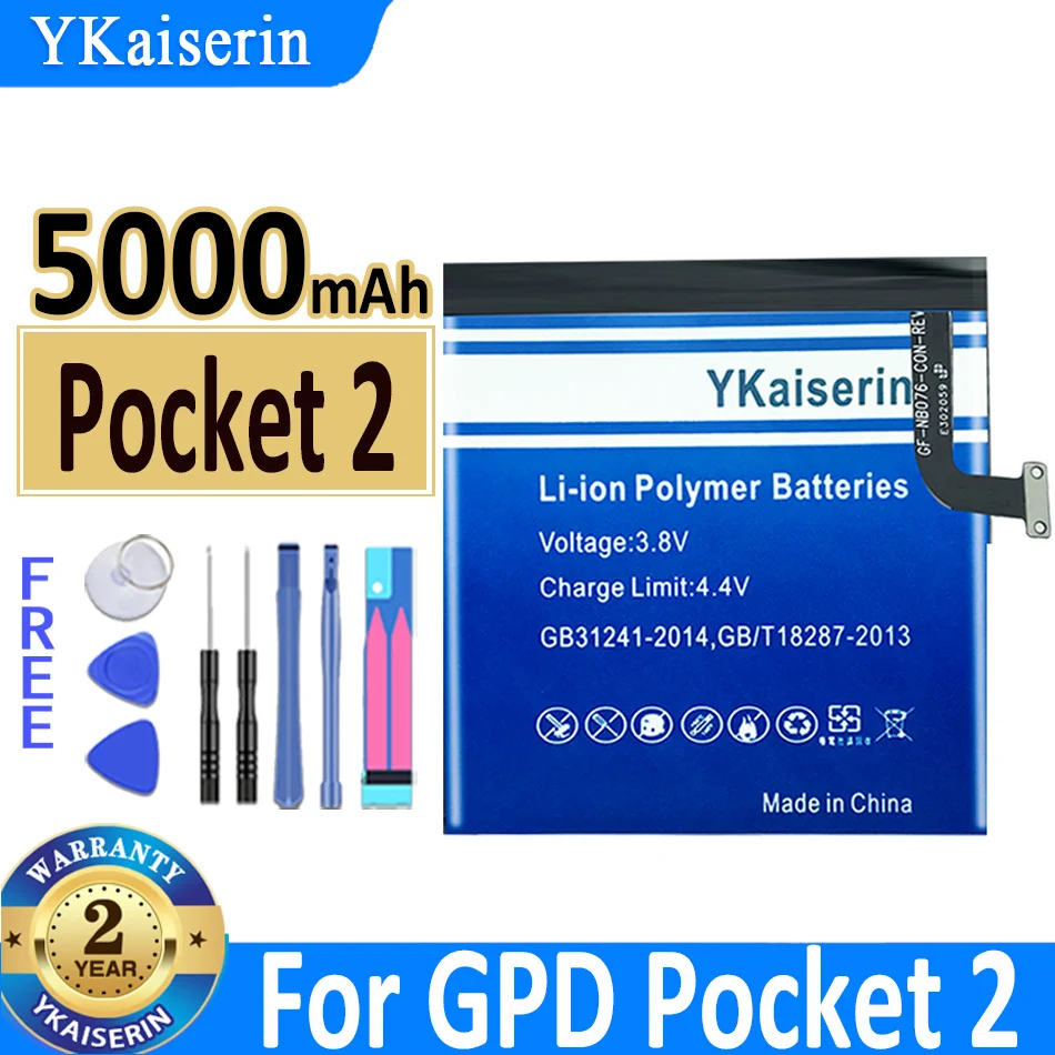 

New Original YKaiserin Laptop Battery For GPD P2 MAX 654793-2S Pocket 2 MAX 5000mAh POCKET 2 MAX 624284-2S Batterij