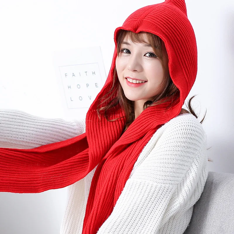 

Solid Colors Hat Scarf Set Winter Women Classic Knitting Scarves Warm Casual Kawaii Girls Cute Accessories Gorros Mujer Invierno