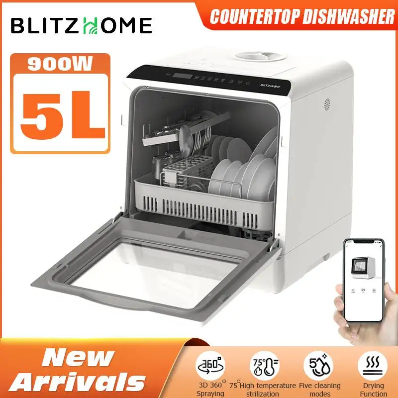 Blitzhome Smart Portable Countertop Dishwasher with APP Control Intelligent Countertop Table Dish Washer Machine For Kitchen