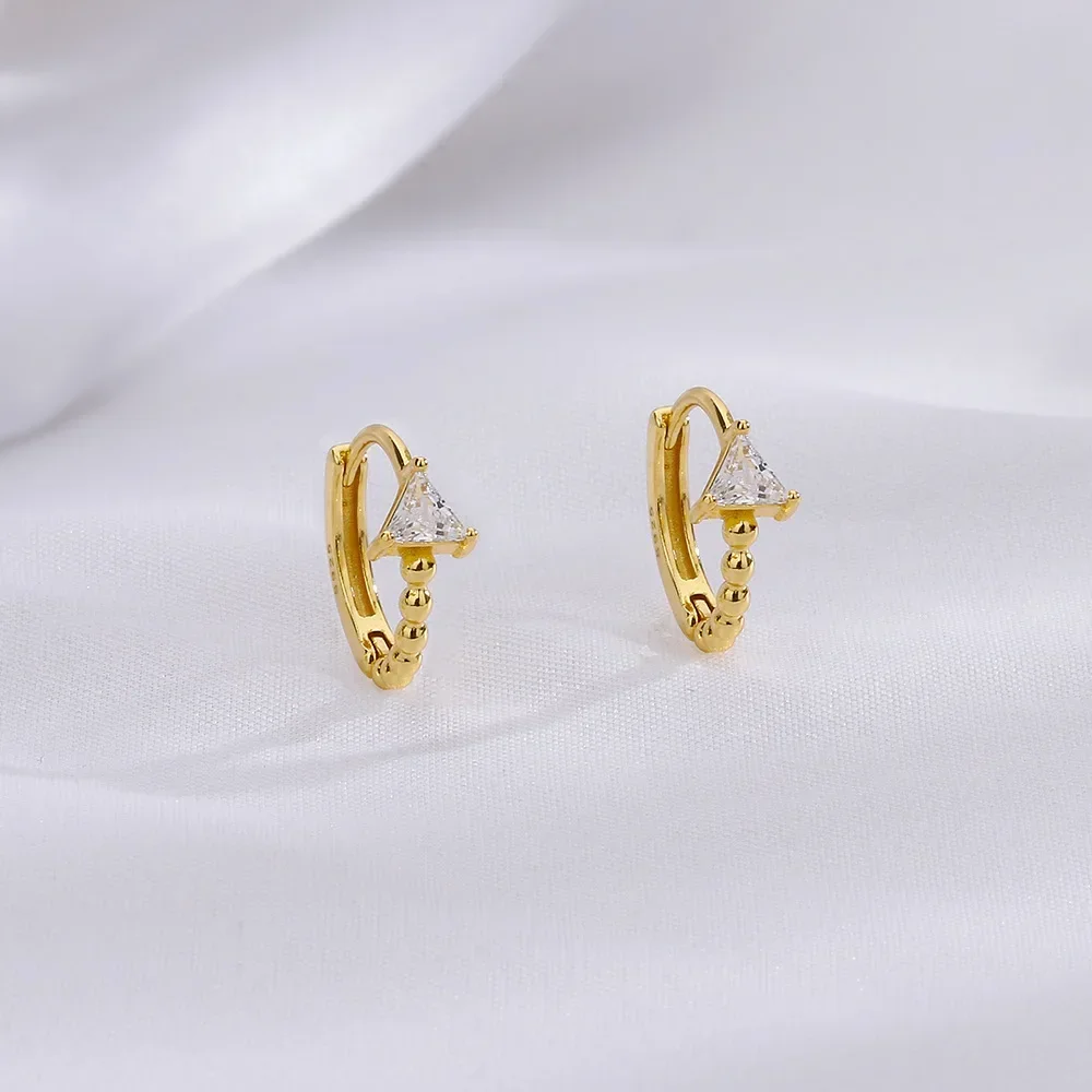 Оптовая продажа, серебряные и золотые серьги с цирконом для женщин, подарок для девушек, треугольник, геометрия, хип-хоп, ювелирные изделия, аксессуары