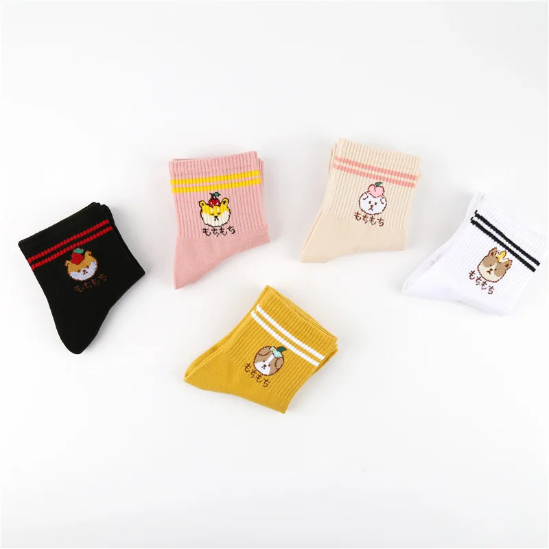 Autumn And Winter Medium Tube Casual Women's Socks, All Cotton, Cute, College Style, Sweat Absorption, Deodorization Anti-skid