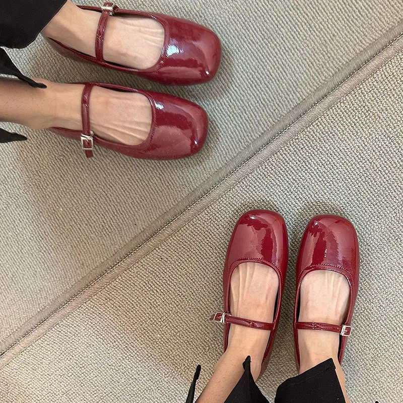 Женские туфли на плоской подошве красные повседневные модельные Мэри Джейн