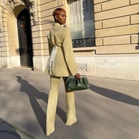 2022 spring and autumn bandage shoulder pad slim fit suit womens temperament commuter slim casual solid color folds