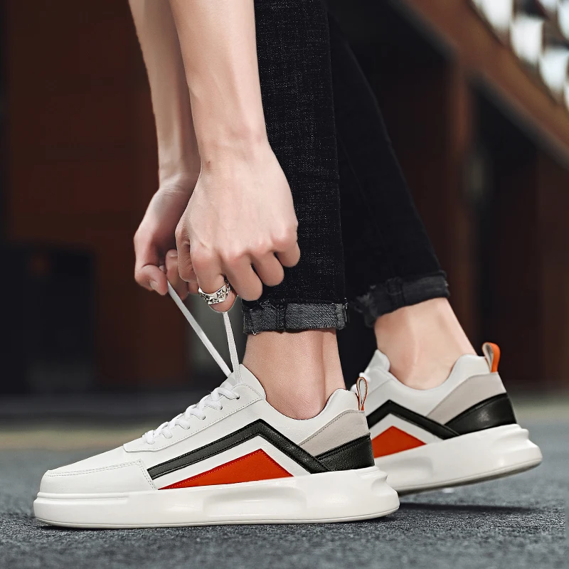 

Классические ботинки для мужчин, популярные белые ботинки для мужчин, дышащая повседневная обувь, водонепроницаемая зимняя обувь на шнуров...