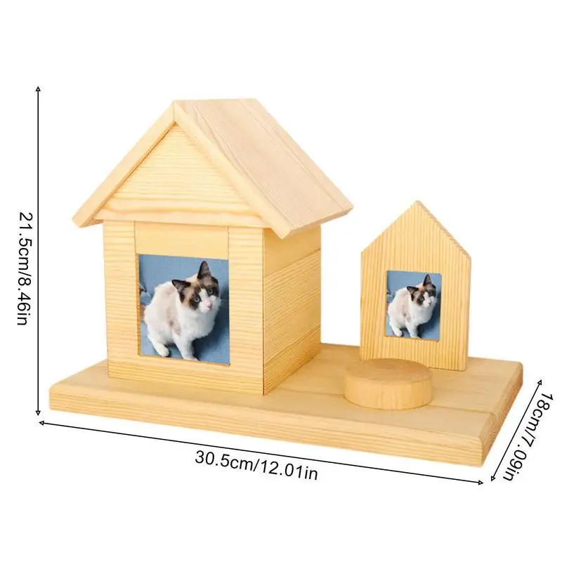 Cat Memorial Urn For Dogs And Cats Wooden Ashes Holder For Pets With Photo Frame Keepsake Urns House Shaped Ashes Urn For Dogs images - 6