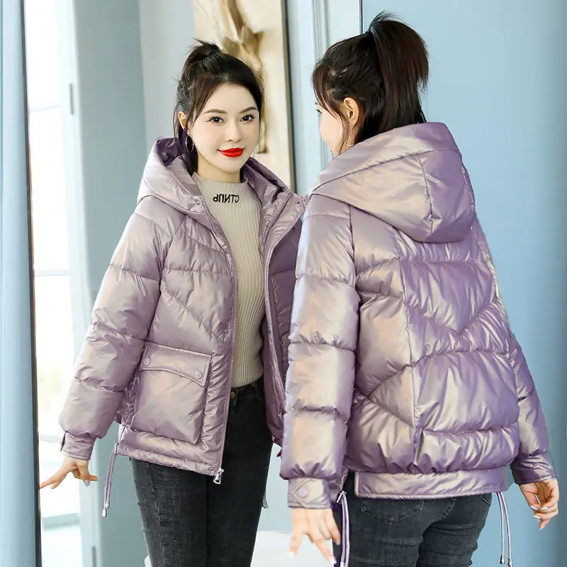 Fashion Padded Hooded Cotton Jacket Bread Clothing For Ladies 2022 New Wash-free Glossy Short Down Padded Jacket Winter Jacket