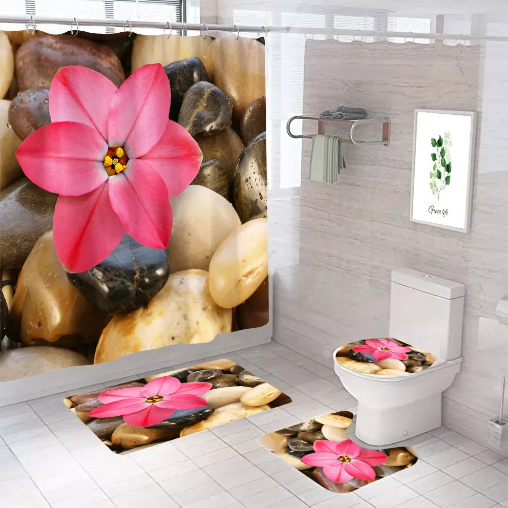 Занавеска для душа из 100% полиэстера с принтом бамбука |