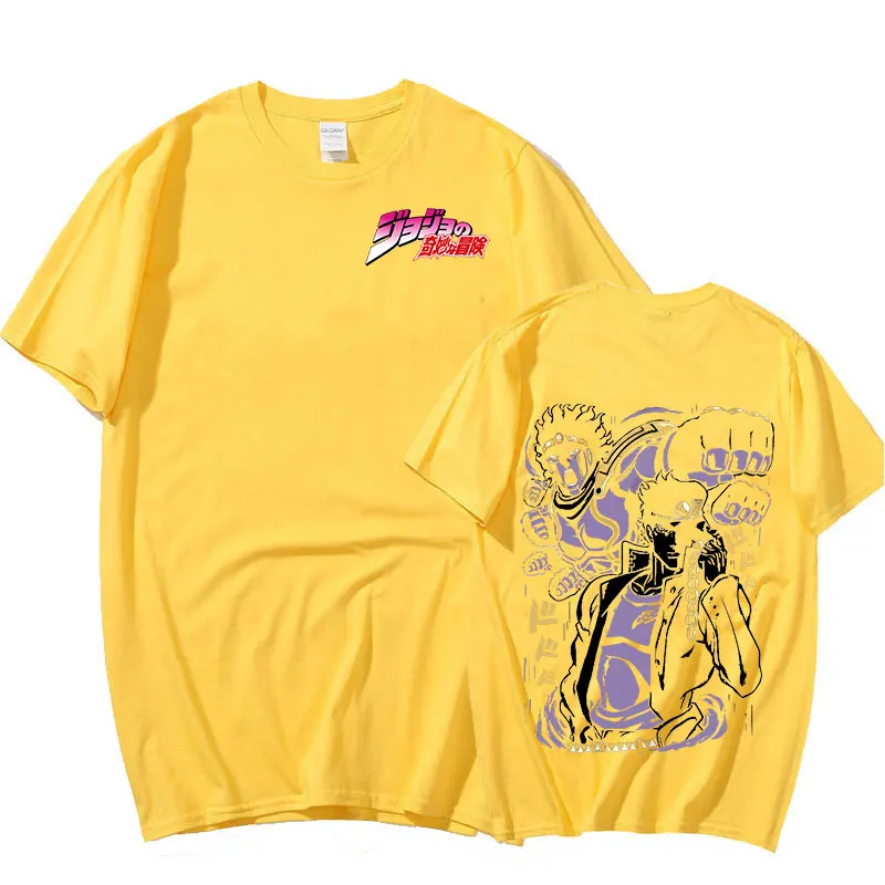 

Japanese Anime Jojo Bizarre Adventure Tshirt Jotaro Star Platinum Manga Graphic T-shirts Men Women Fashion Loose Casual Tees Top