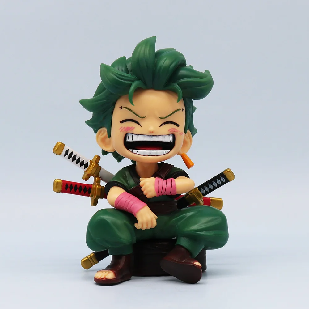 Фото Аниме One Piece Q Style Сидящая игрушка Фигурка Модель Луффи Зоро Санджи Городские виниловые статуи GK Автомобильное украшение для рабочего стола Коллекционный подарок №4