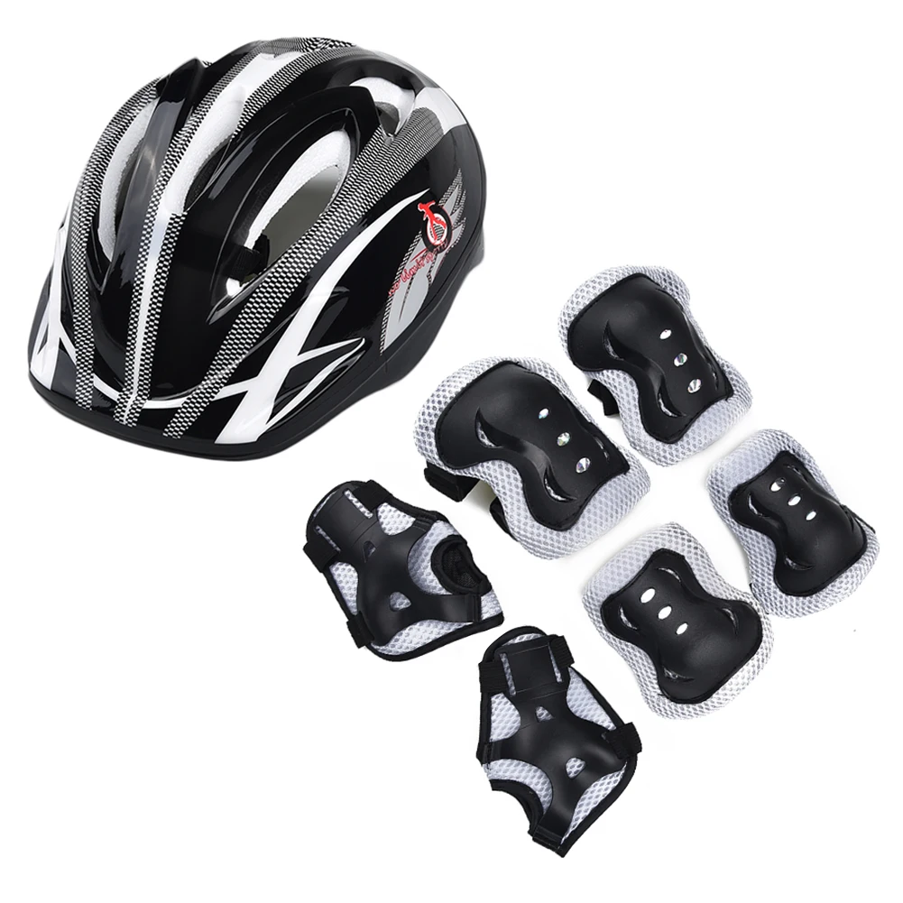 

7 Set Kid Roller Skating Bike Helmet Knee Wrist Guard Elbow Pad Kit For 5-15 Children Skateboarding Racing Protective Parts