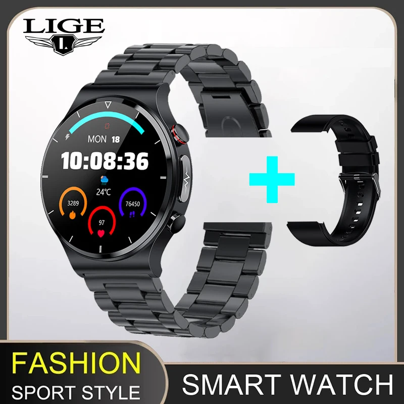 

LIGE 2022 New Men ECG+PPG Smart Watch Temperature Blood Pressure Monitor Watch Wireless Charger Fitness Tracker Smartwatch+Gift