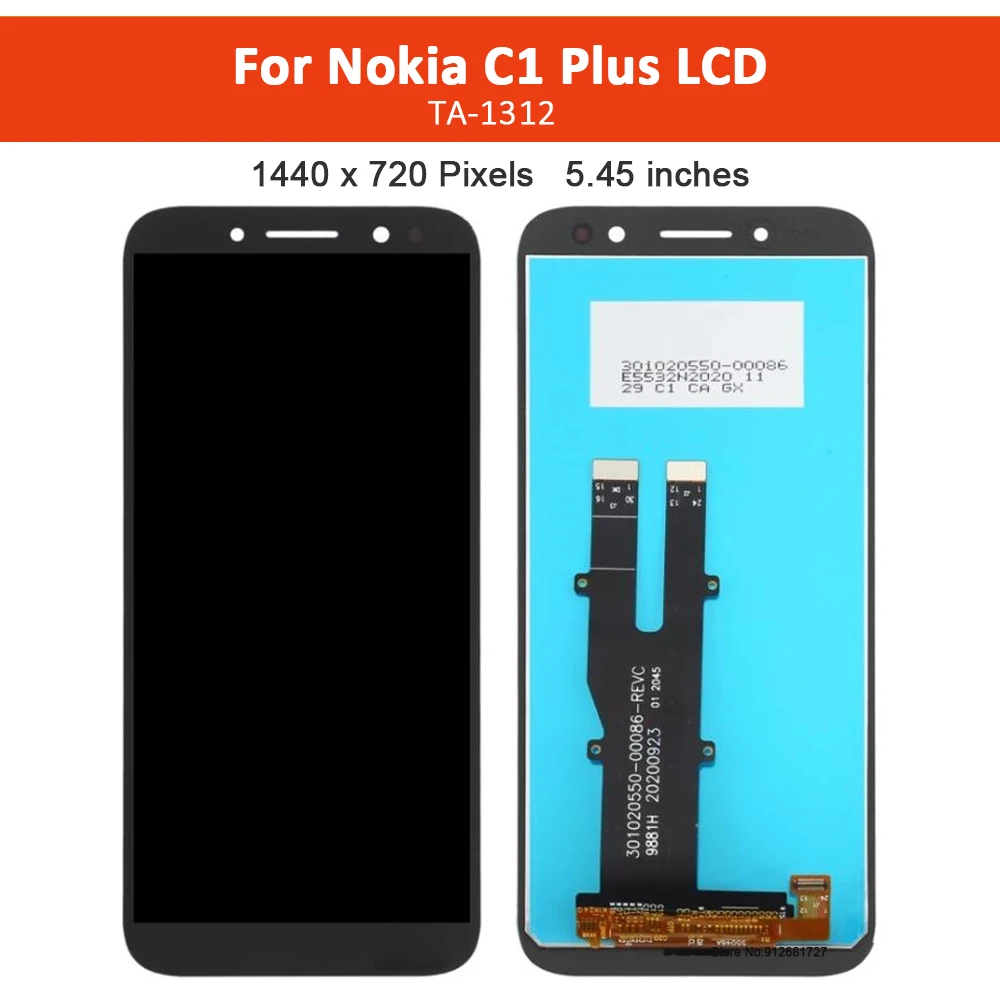 

5.45" Original LCD Display For Nokia C1 Plus TA-1312 LCD Touch Screen Digitizer Assembly with Frame Replacement for Nokia C1Plus