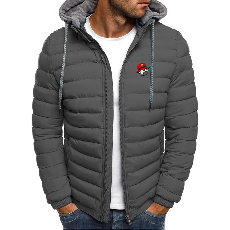 

Men's Winter Jackets Malbon Golf Brand Korea Jacket Oversize Coat Men Padded Hooded Cardigan Drawstring Thick Warm Jacket