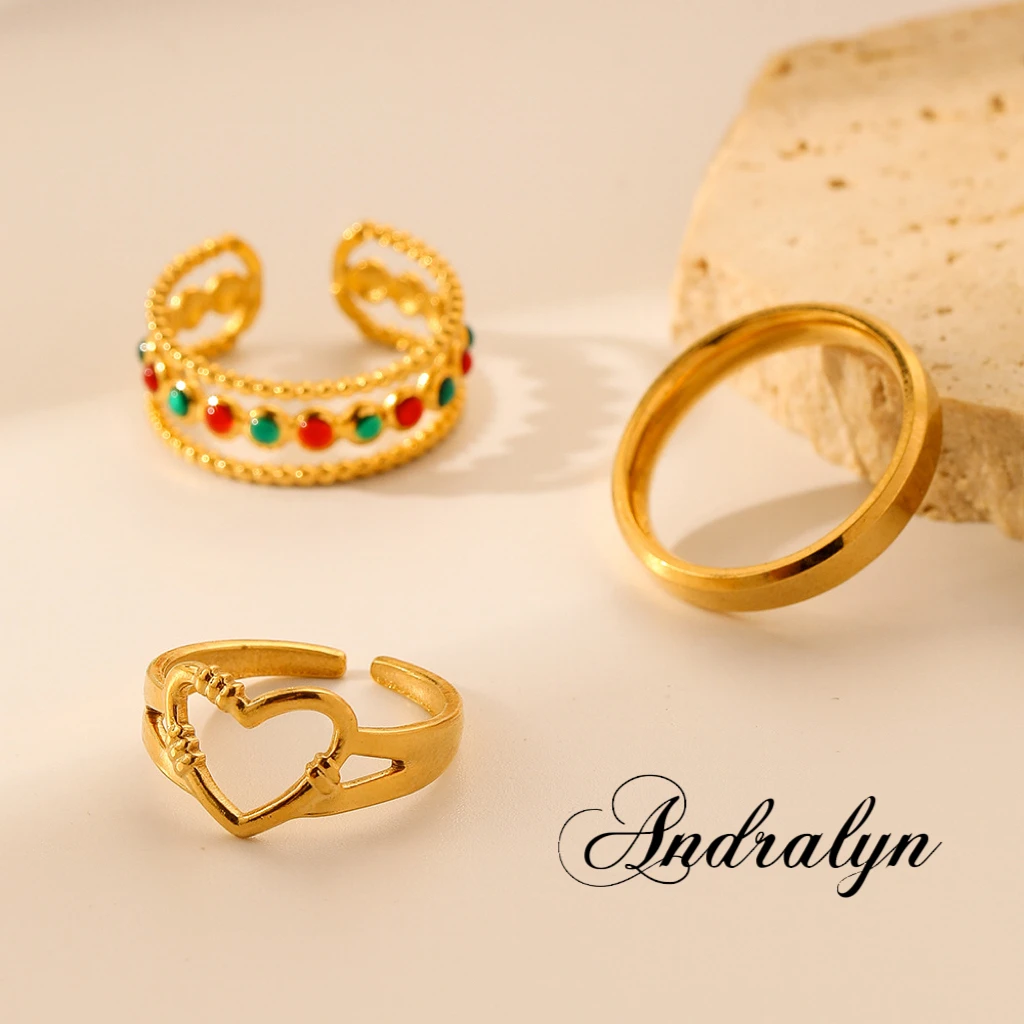 Набор открытых колец Andralyn из нержавеющей стали разноцветные Свадебные украшения